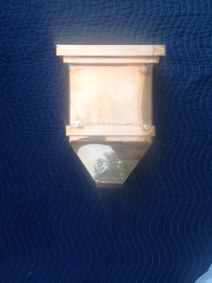 Fabricated a copper scupper for home owner. Fabricated a copper scupper for home owner.