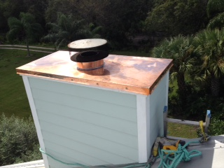 Fabricated a new custom copper chimney cap. Fabricated a new custom copper chimney cap.